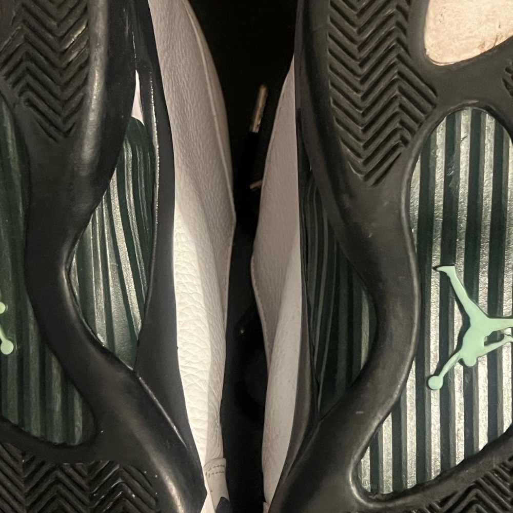 Jordan White and Black High-Top Sneakers with Leather Overlays - Picture 4 of 12